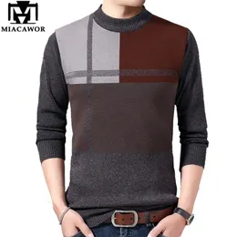 MIACAWOR Winter Warm Wool Sweater For Men Patchwork Pullover Men Knitted Jumper Sweater O-Neck Sueter Hombre Men Clothing Y286 201221