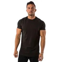 Body Fitted T-shirt gjord i bomull Polyter Tight Arm Black 100% bomull Herr Sport Casual T-shirt Vanlig färgad T Shitrts stickad