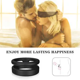 Sex Toy Toys Masager Silicone Dual Penis Ring Premium Stretchy hårdare erektion Cock Enhancing Pro-Extendor Toy for Man Yaib Uzyh