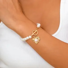 Braccialetti con ciondoli Charms Perline di perle Catene con pendenti a cuore per le donne Trendy OT Fibbia Catena di perline Gioielli Regali di modaCharm Inte22