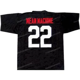 Nikivip Custom Mean Machina #22 Longest Yard Football Jersey 1974 Movie Herren genäht Schwarz Beliebige Namensnummer