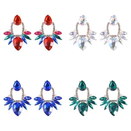 Sparkly Colorful Crystal Irregular Dangle Earrings For Women Charm Rhinestone Statement Earrings Shiny Jewelry