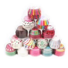 100pcs/Set Muffin Cupcake Paper Cups Cupcake Liner Baking Pakiet Pudełko Pudełka Placzek Postępowa Taca Tacka Dekorowanie narzędzia