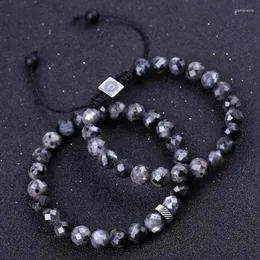 Perlenstränge Mode Streifen Onyx Tigerauge Naturstein Facettierte Perlen Verstellbare schwarze Spektrolith geflochtene Armbänder Frauen Männer Schmuck Tr