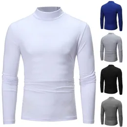 Vinter varm halva hög krage mode termiska underkläder män håliga nacken grundläggande vanlig t -shirt blus pullover långärmad toppmode 220817