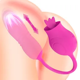 Вибраторы розы для женщин, толкающих вагинальные фаллоимитаторы, самка вибрационные шарики стимулятор клитор лизать соска сексуальная игрушка