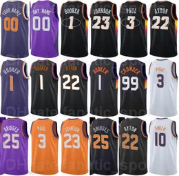 Wydrukowano 75. rocznica koszykówki Cameron Johnson Jersey 23 Devin Booker 1 DeAndre Ayton 22 Mikal Bridges 25 Chris Paul 3 Jae Crowder Cameron Payne Man Kids Women