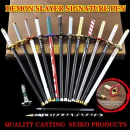 Demon Slayer Figures Anime Kamado Tanjirou Agatsuma Zenitsu Personality Kawaii Student Metal Neutral Signature Pen Ninja Model Gift