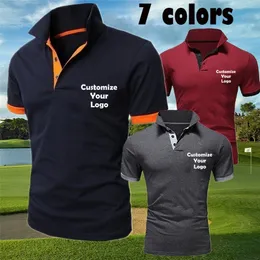 Customized Men Fashion Lapel Collar T Shirt Cotton Slim Fit Casual ops Personality Golf Polo 220620
