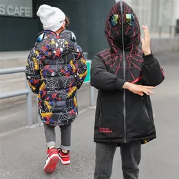 Cool Boys Padded Jackets Autumn Winter Cartoon Print Outfit Double-Side Wear Children Outerwear 3 -10 years old LJ201203