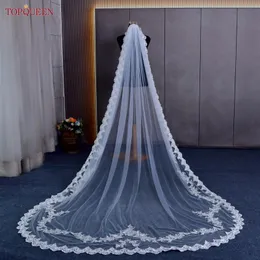 Nakrycia głowy V110 Lace Bridal Veil Luxury Cathedral Wedding 1 Tier Soft Long for Bride Bachelorette Party Akcesoria
