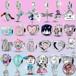 925 Gümüş Fit Pandora Charm 925 Bilezik Uçak Pasaportu Dünya Takılar Set Kolye Diy İnce Boncuk Takıları