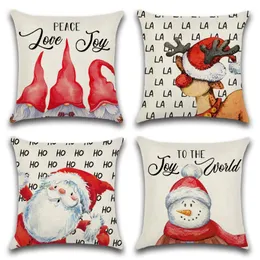 Poduszka / Dekoracyjna Poduszka Christmas Decoration Cushion Cover Snowman Elk Santa Claus Dwarf Cartoon Case for Home Decor
