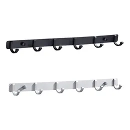 Badrumsmaskinvaruuppsättning #3 Space Aluminium Badrumhängare Black Hook Wall Mount Aluminium Coat Hook Badrum Robe Hooks Hat Rack T200717