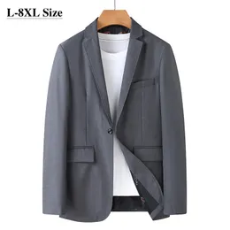 8XL 7XL 6XL Mäns Business Casual Blazer Plus Storlek Solid Färgdräkt Jacka Klänning Arbetskläder Oversize Coats Male Black Grey 220409