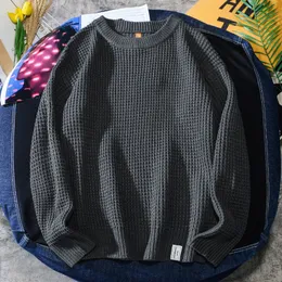 Мужские свитера вафельный вязаный свитер мужская осенняя одежда мода корейская стиль 220823