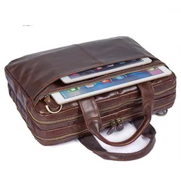 Óleo de couro com zíper de couro para homens bolsas de pasta genuína laptop de ombro de laptop maletinas HOMBRE Cuero1
