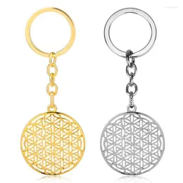 Keychains Fashion Creative Geometry Merkaba Life Spirit Digital Password Keychain Flower Of Bag Pendant Key Ring AccessoriesKeychains Emel22