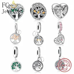 925 Silver Fit Pandora Charm 925 Bransoletka Foney Tree of Life Mix Cyrcon Kead dla kobiet Boże Narodzenie Berloque Nowe uroki Zestaw wisiorek