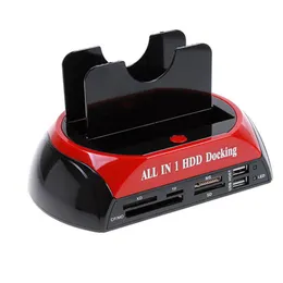 Kapslingar bekvämt 2,5 tum 3,5 IDE SATA USB 2.0 Dock Hub Dual HDD Hard Drive Disk Docking Station Base Support DriveHDD