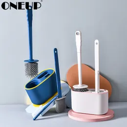 ONEUP 3 in 1 silicone toilet brush wall-mounted long-handled household cleaning no dead end artifact bathroom accessories 220511