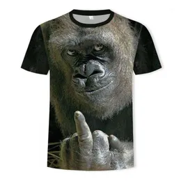 T-shirts män 3d mode 2022 sommar tryckt djur apa t-shirt kort ärm rolig design casual toppar tee grafik