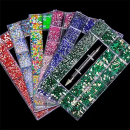 21GridsSet Nail Art S 3D Non Fix Oregelbundet AB Glass Diamond Doting Pen Kits Micro Pärlor Nageltillbehör Ornament 220525