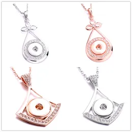 Collana con bottone a pressione in cristallo oro argento moda 18 mm Ginger Snaps Bottoni Charms con catena in acciaio inossidabile Collane per gioielli da donna