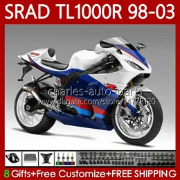 Suzuki Srad TL1000R TL-1000 TL 1000 R 98-03 TL-1000R TL1000 R 98 99 00 R 98 99 00 01 02 2000 2002 2002 2003フェアリングキットホワイトブルーBLK