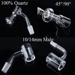 Em estoque, 100% quartzo banger terp chanfrado acessórios de fumantes de borda de borda de solda totalmente soldada de solda de solda 10mm 14mm Adaptadores de articulação feminina machos Platas de óleo gota de óleo