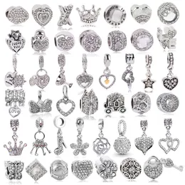 925 STERLING Gümüş Dangle Charm Boosbiy 2pc Gümüş Renkli Shinning Boncuk Fit Pandora Charms Bilezik Diy Takı Aksesuarları