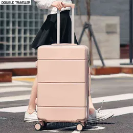 حقيبة السفر على عجلات الأمتعة المتداول الوردي حمل حقيبة العربة