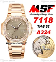MSF 7118 A324 Automatic Ladies Women Watch Diamonds Bezel Rose Gold Grow