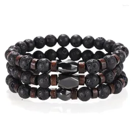 Link Chain Natural Stone Volcanic Rock Armband Women Men Magnetic Health Hematiteyoga Bead Fashion Jewelry Pulseras Hombres Fawn22