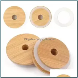 Drinkware Lid Kitchen Dining Bar Home Garden Ups Bamboo Cap Lids 70mm 88mm ￅteranv￤ndbar tr￤masburk med St Hol DHX1R