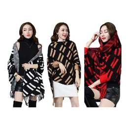 NOVA MODA FOMENS Designer Roupas Cape Letra de luxo da Cape Shawl Tassel Autumn Winter Sweater Knit