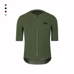 Spexcel Coldback Fabric UPF 50 Pro Aero Short Sleeve Cycling Jerseys Seamless No Collar Design Zipper Pocket Green 220614