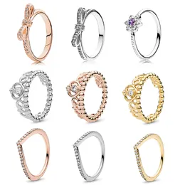 新しい人気の925スターリングシルバーリング光沢のあるボウボウルスタッキングエクサイツリングCZ Ms. Valentine's Day Gifte Jewelry