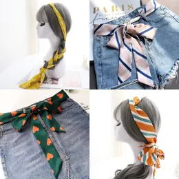 Sciarpa vintage Infinity di design Sciarpe di seta a testa lunga da 200 cm per ragazze Cintura estiva Jersey Fazzoletto da collo da donna giapponese