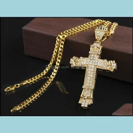 Collane con ciondolo Pendenti Gioielli Nuova croce retrò Chram con diamanti Donna Collana hip hop da uomo Lunga catena cubana Sier e colori oro Dr