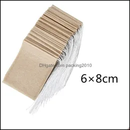 100 PCS/Lot Lot Tea Filter Cours Tools Natural Wood Pp Paper Destring Bags Dispipable Infuser Pouch 6*8cm Drop Drop