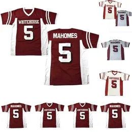 MMIT88 #5 Patrick Mahomes Whitehouse High School Football Jersey White Red 100% zszyty S-4xl Wysoka jakość szybkiej wysyłki