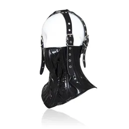 PU Leather Neck Collar Bondage Cover Mouth Restraints Head Mask Adjustable BDSM Corset Harness for Women Adult Games