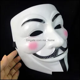 Weiße V Vendetta Maske Guy Faws Pvc Anonymous Halloween Horror Cosplay Kostüm Maskerade Party Supplies Drop Lieferung 2021 Masken Festliche H