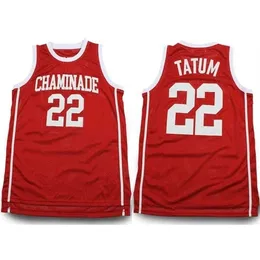 Nc01 Chaminade College Preparatory School Jayson Tatum #22 Rotes Retro-Basketballtrikot, Herren-Trikots mit individuell genähten Nummern und Namen