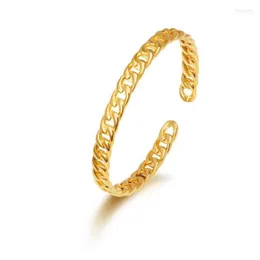 Bangle MXGXFAM HOLLOW 24 K Pure Gold Color Chain Shaped Bangles for Women Fashion Jewelry INTE22