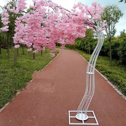 2,6 m Höhe Seide Künstliche Kirschblütenbaum Straße Blei Simulation Kirschblume mit Eisenbogenrahmen für Hochzeit Mall Party Requisiten