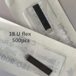 500 adet 0.18mm 12 14 16 18 U Şekli Mikroblading Teebore Mikropigasyon Lamina Flex Dövme Kaş İğne Bıçakları 3D Nakış Siyah 220316