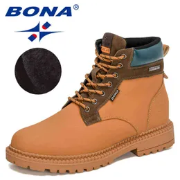 Botte Bona 2022 nouvelle marque de créateur hiver neige hommes haute qualité Action cuir cheville homme chaud en peluche haut confortable 220805