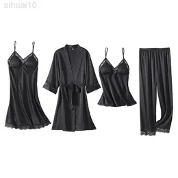 Nachtkleding vrouwen Robe مجموعات Bruid Bruidsmeisje faux zijden kimono badjas مثيرة nachtkleding intieme lingerie l220803